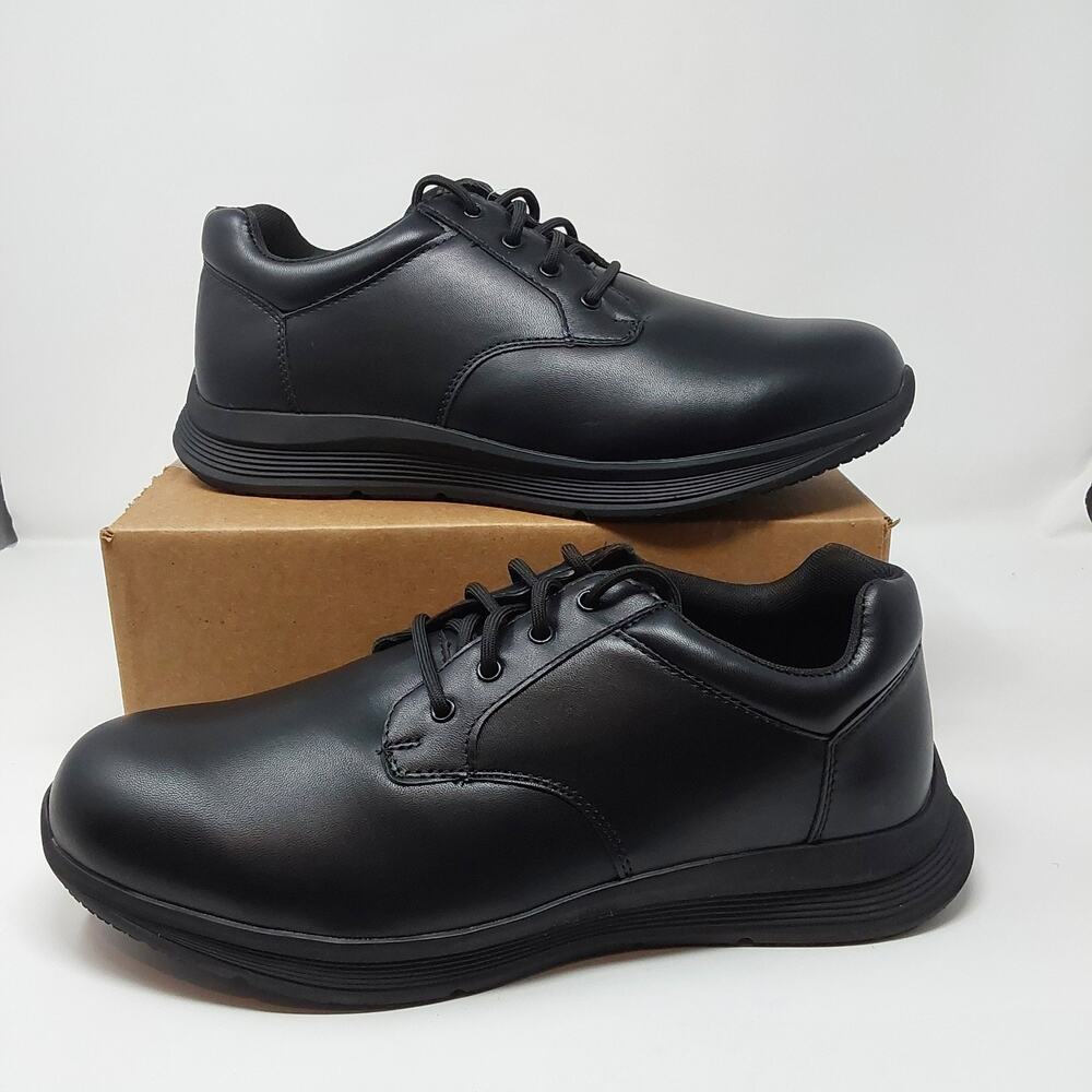 Deer Stags Men’s Slip Resistant Work Shoes Black Lace Up Comfort NEW